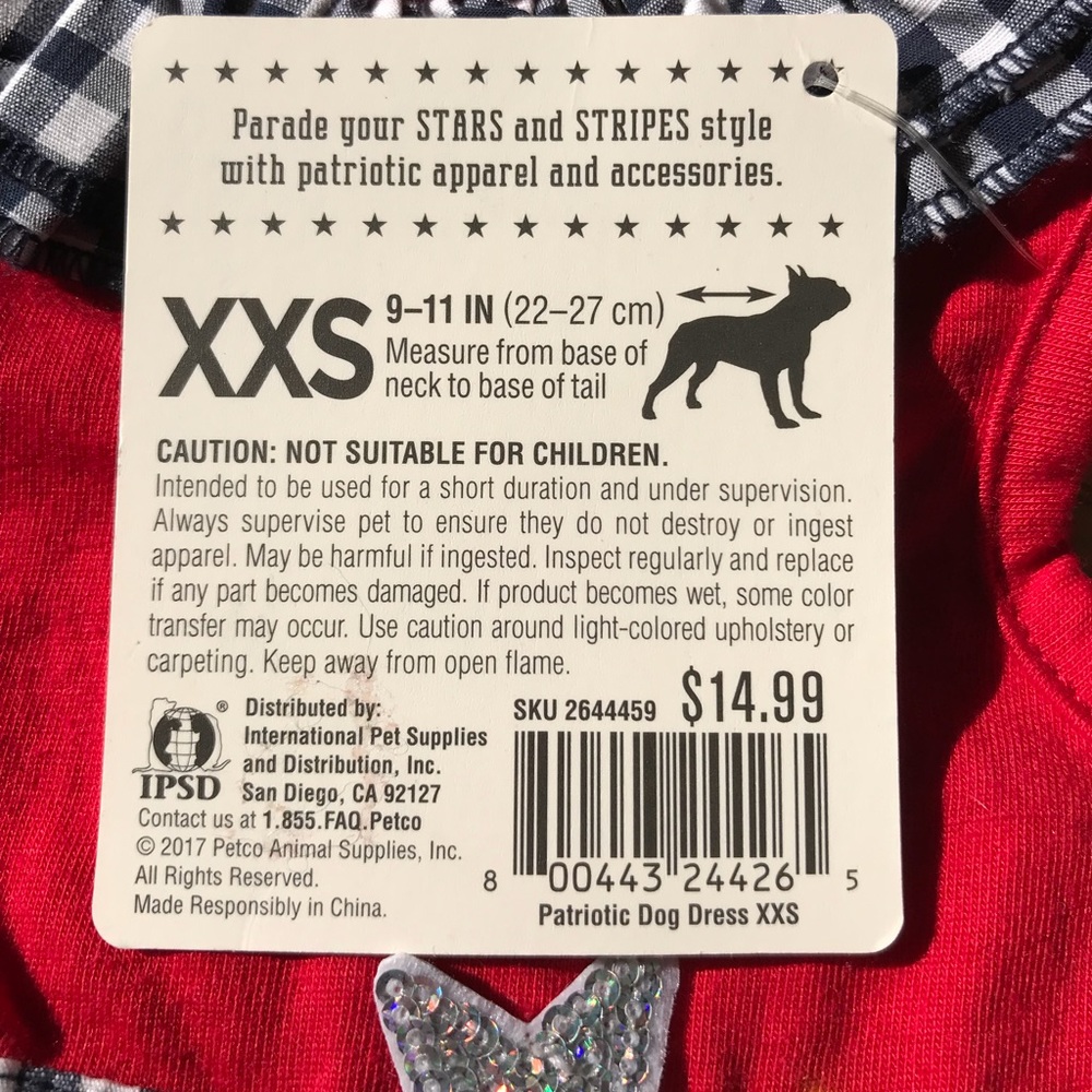 NWT-Size XXS, Patriotic Pets, Fur Baby Dress - Picture 3 of 8